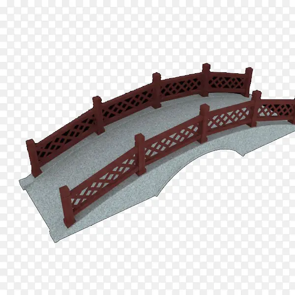 石头传统木桥插画模型