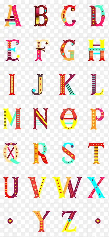 彩色马戏团字母设计矢量图