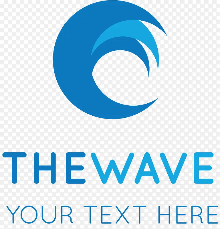 海浪元素蓝色标识logo