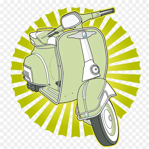 摩托车 卡通摩托车 抹茶绿