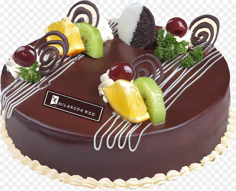 实物美味巧克力水果蛋糕