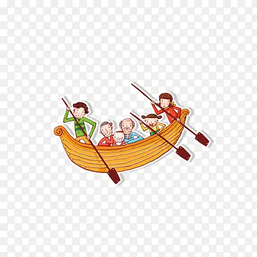 一家人划船