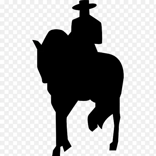 弗拉门戈的剪影，一个人骑着一匹马图标