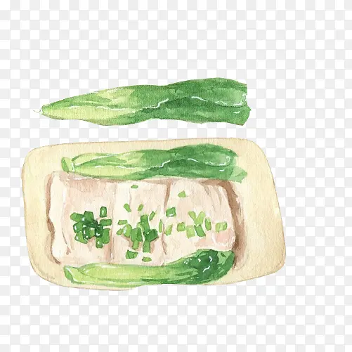 豆腐皮白菜手绘画素材图片