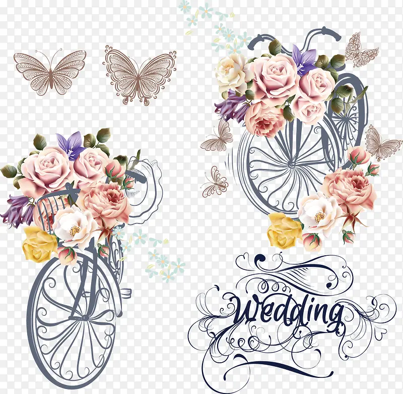 婚礼自行车花束
