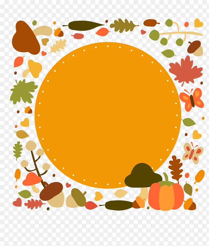 秋季装饰圆形标签矢量图