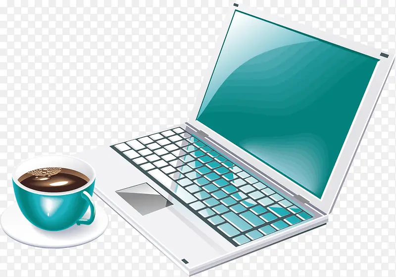 笔记本电脑与咖啡