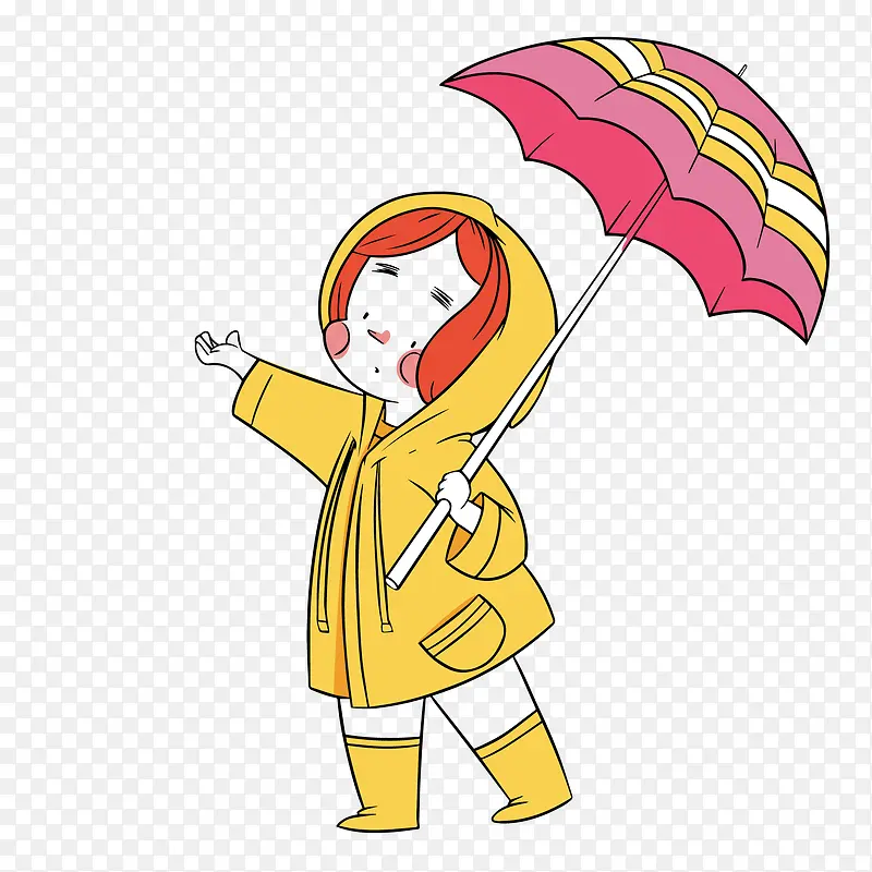 彩绘雨天打伞的儿童矢量