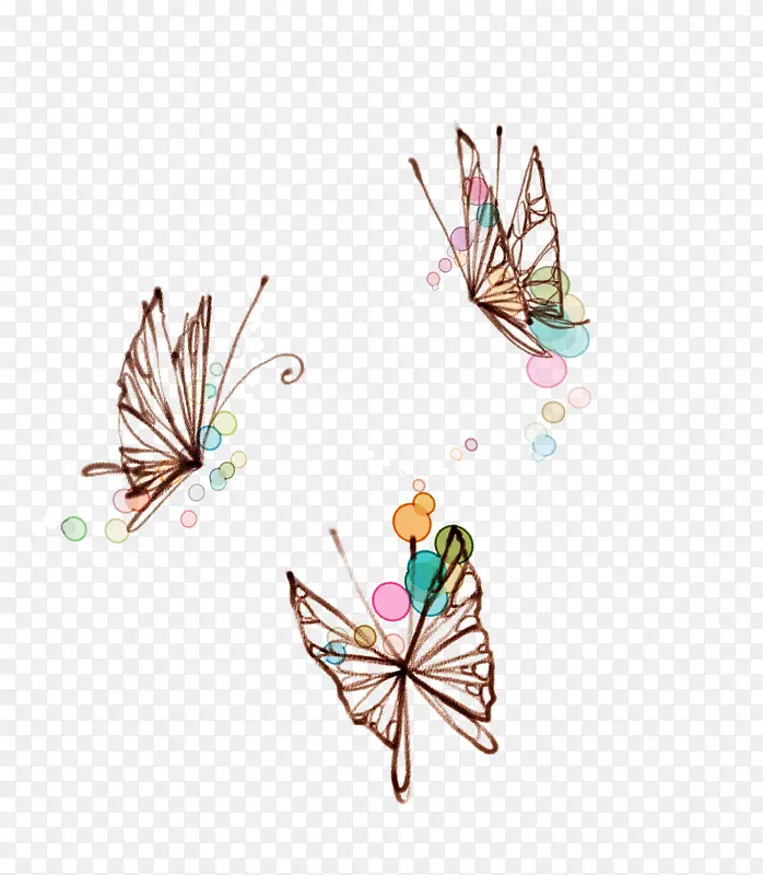 三只飞舞的手绘蝴蝶