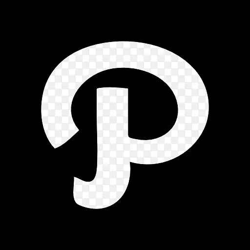 Pinterest的白色标志在黑色的方图标