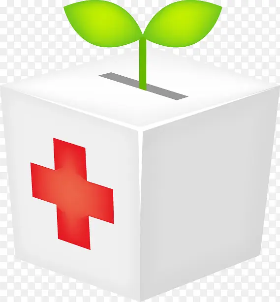 绿草红十字捐款箱