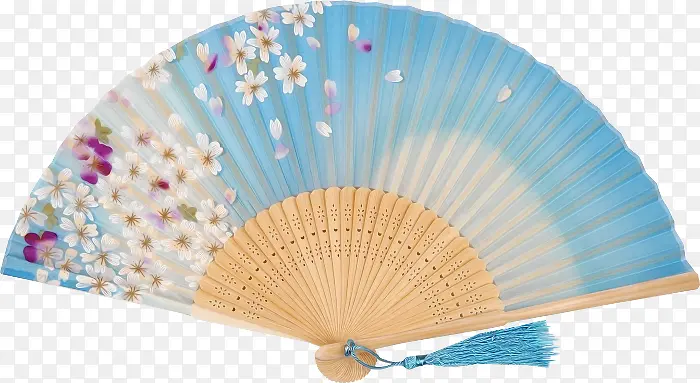 蓝色小清新女士纸扇PNG图片素材下载_图片编号9172747-PNG素材网