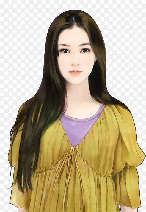 黑色长发温柔可人的美女
