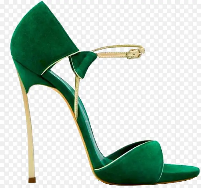绿色细跟高跟鞋
