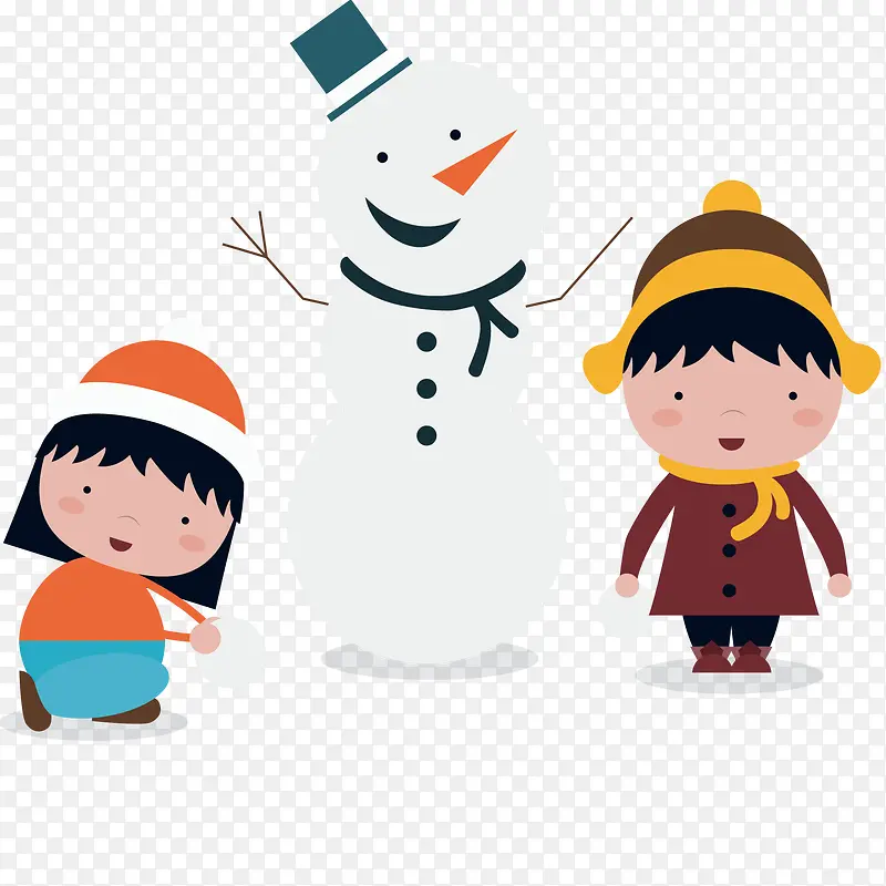 快乐背景与雪人儿童
