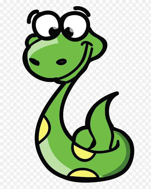绿色蛇超萌卡通手绘Q版动物免抠