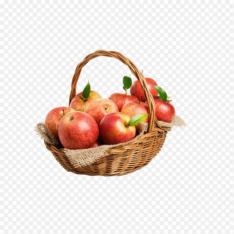 装满苹果的竹篮水果篮子