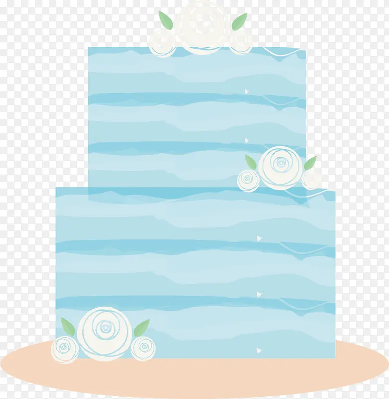 蓝色水波纹花朵蛋糕