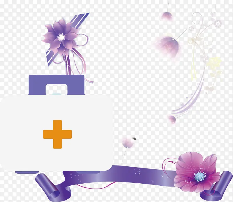 紫色药箱护士节边框