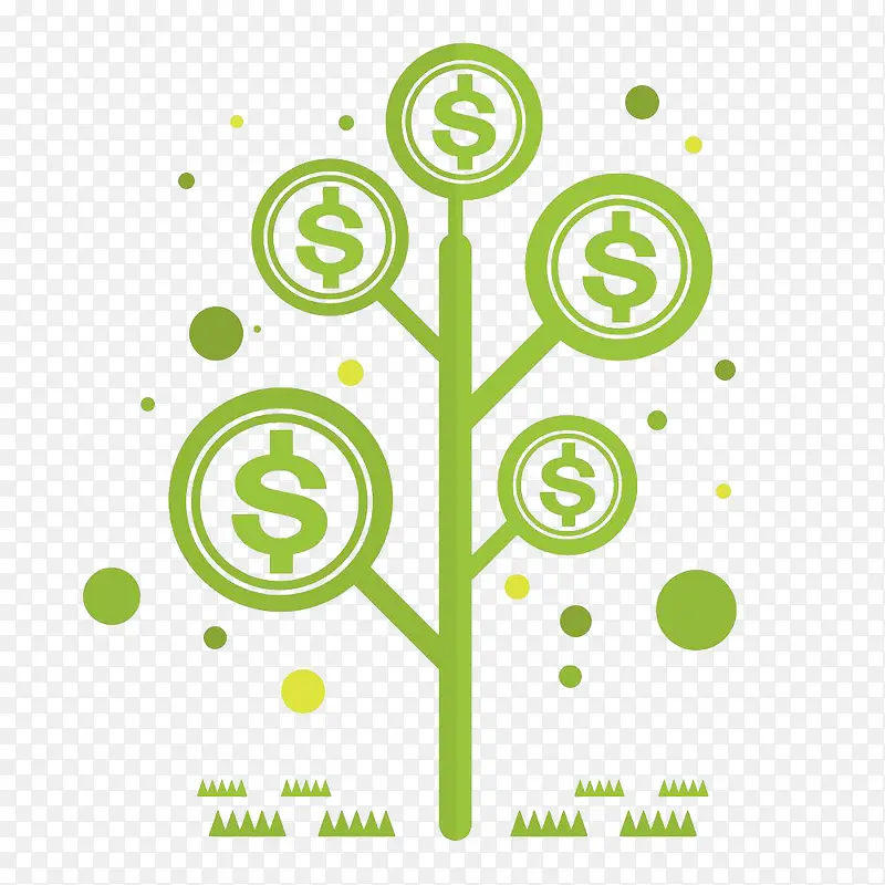 手绘绿色货币树