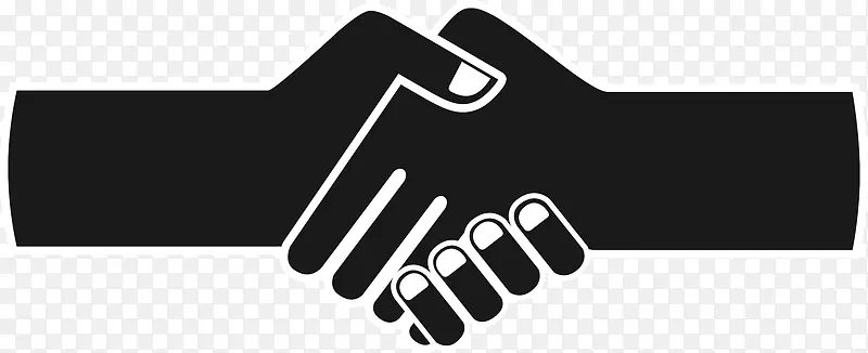 黑白图标商务合作两人握手