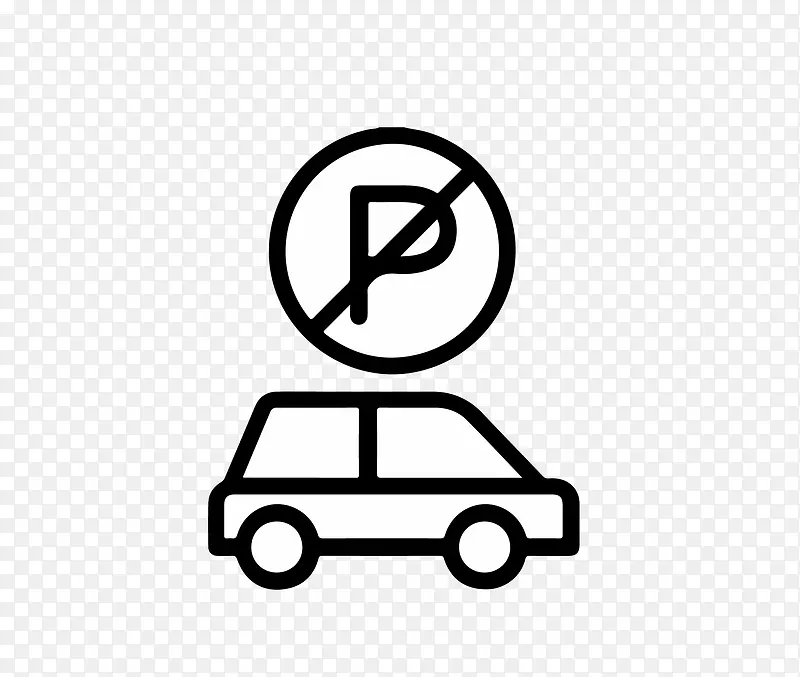 禁止停车图标线稿卡通素材