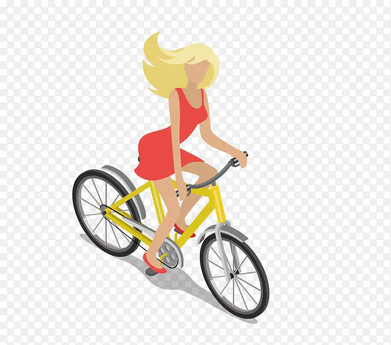 骑着自行车的红衣女郎
