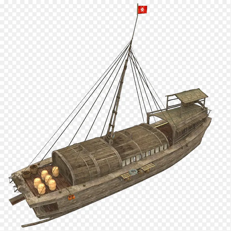 旗帜木头帆船捕鱼船只
