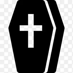 黑色十字架棺木黑白万圣节图标