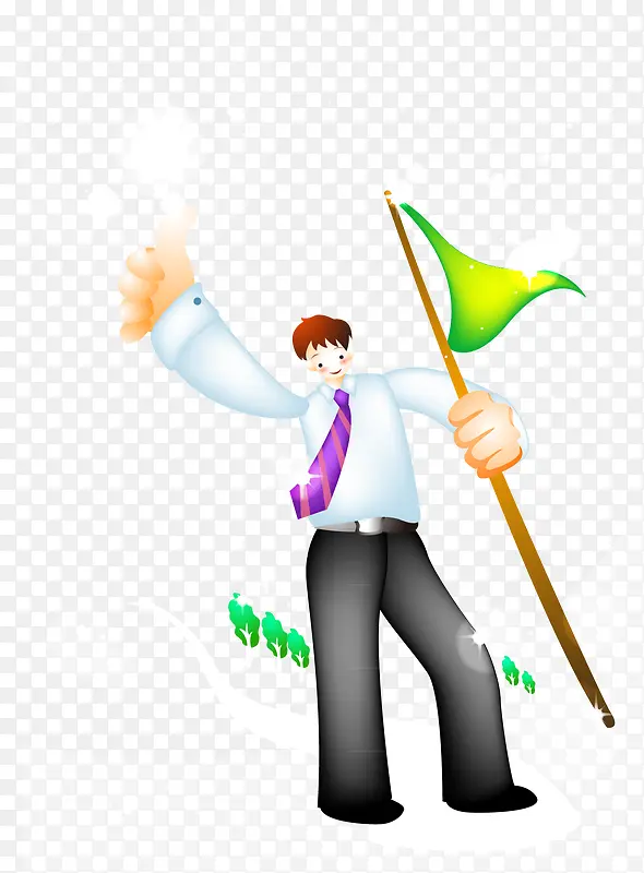 举旗胜利的人矢量图