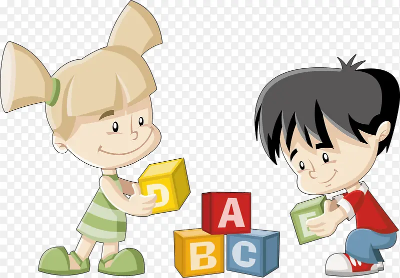 玩字母积木的小孩