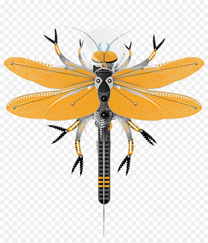 橙色蜻蜓机械昆虫
