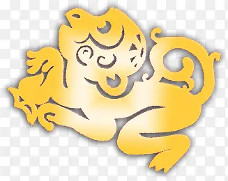 黄色可爱猴子造型剪纸