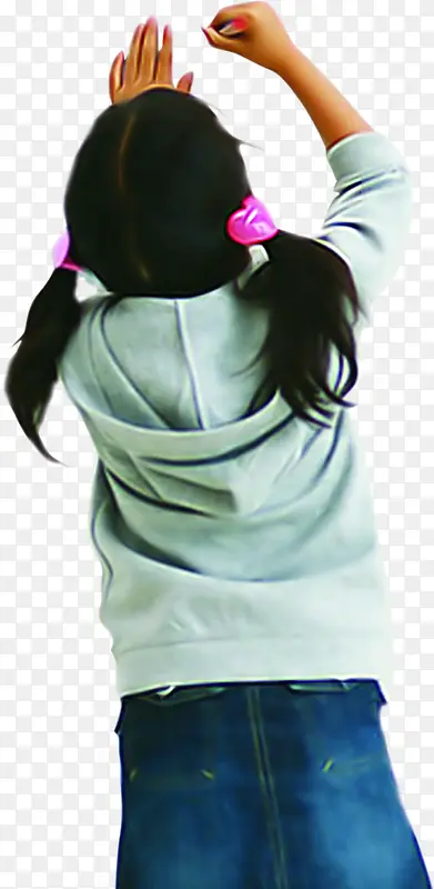 可爱写字女孩背影扎辫