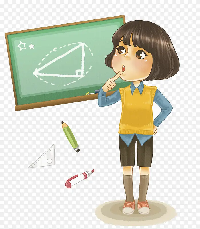 思考问题的女孩PNG图片素材下载_图片编号9197827-PNG素材网