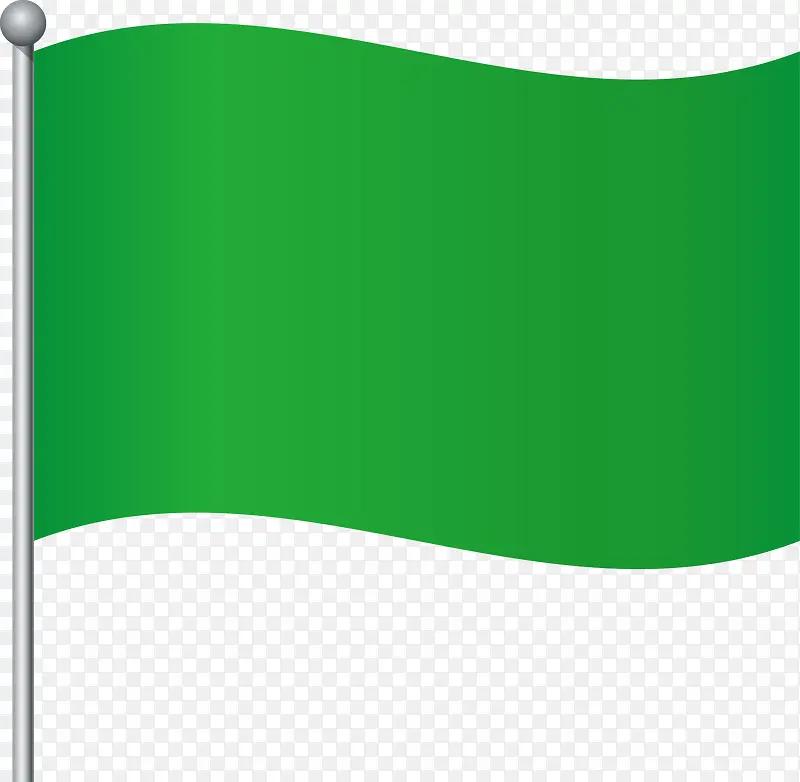 卡通绿色飘曳旗帜图