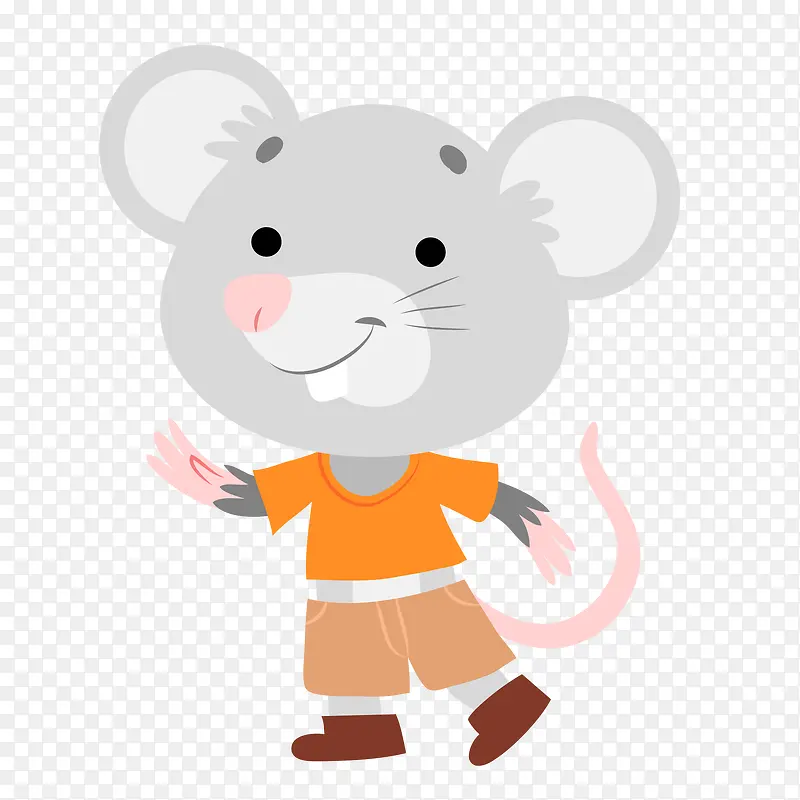 卡通可爱的挥手的老鼠设计