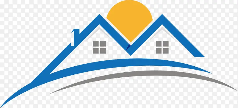 蓝色矢量房屋logo图