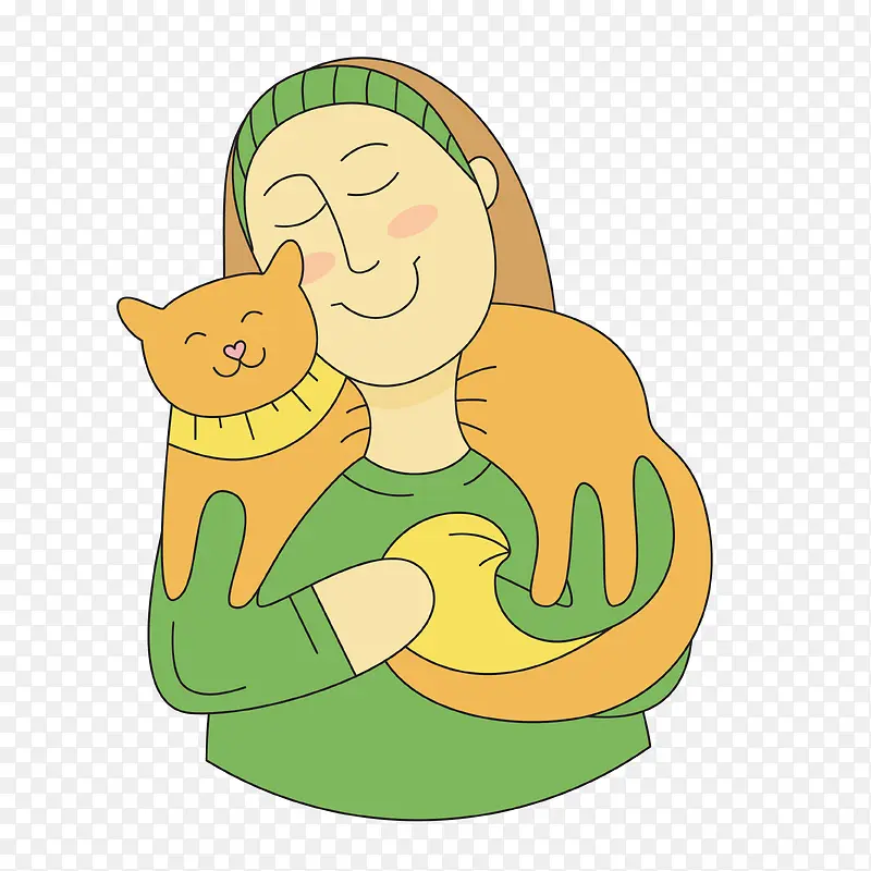 卡通人物抱着猫咪