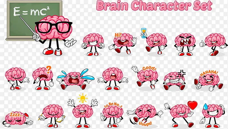 卡通各种大脑表情