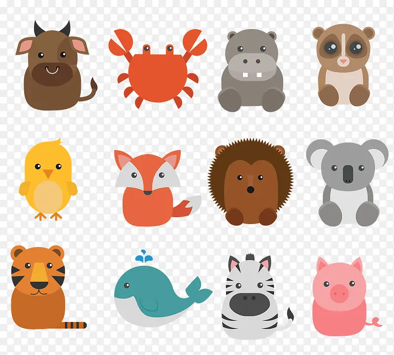 12个可爱小动物PNG图标