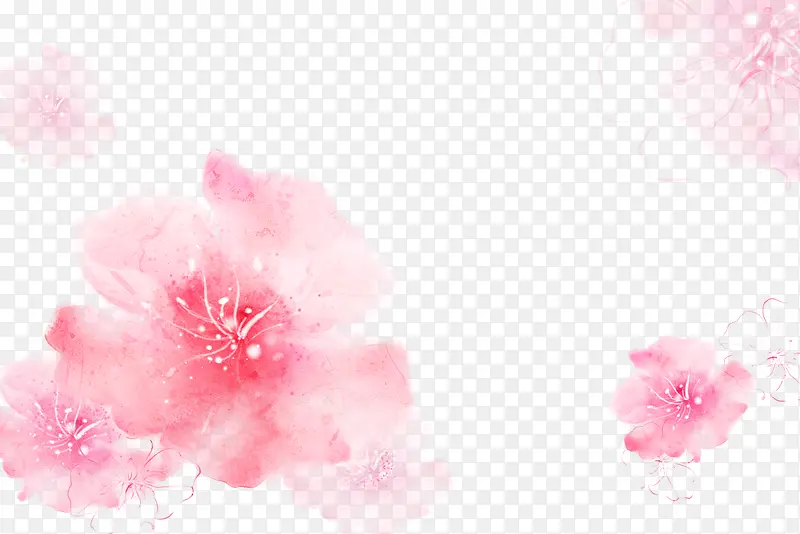 手绘创意彩绘水彩粉红色的樱花
