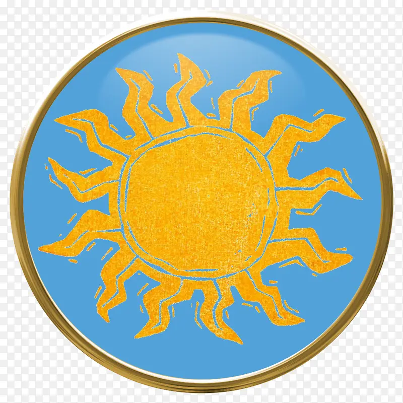太阳图案蓝色圆形按钮