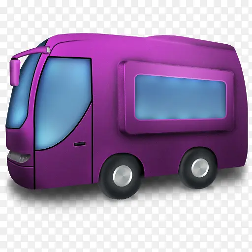 紫色手绘大巴车