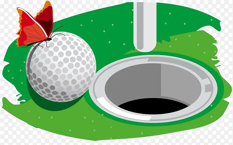 高尔夫球和洞插画