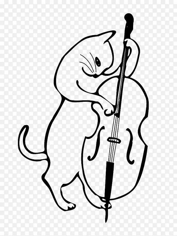 弹奏大提琴的小猫