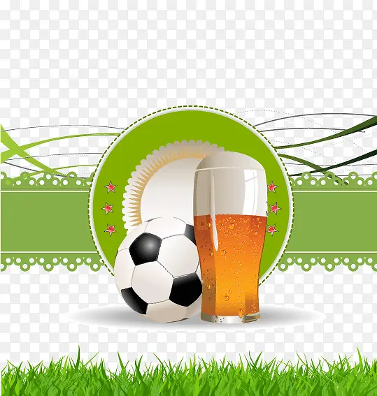 足球啤酒装饰矢量图
