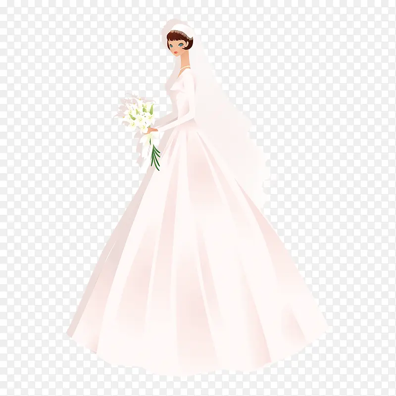 粉色婚纱优雅的新娘
