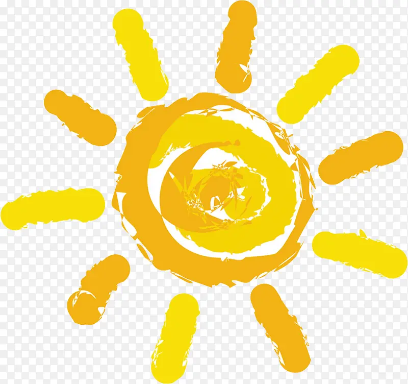 手绘蜡笔画太阳矢量图