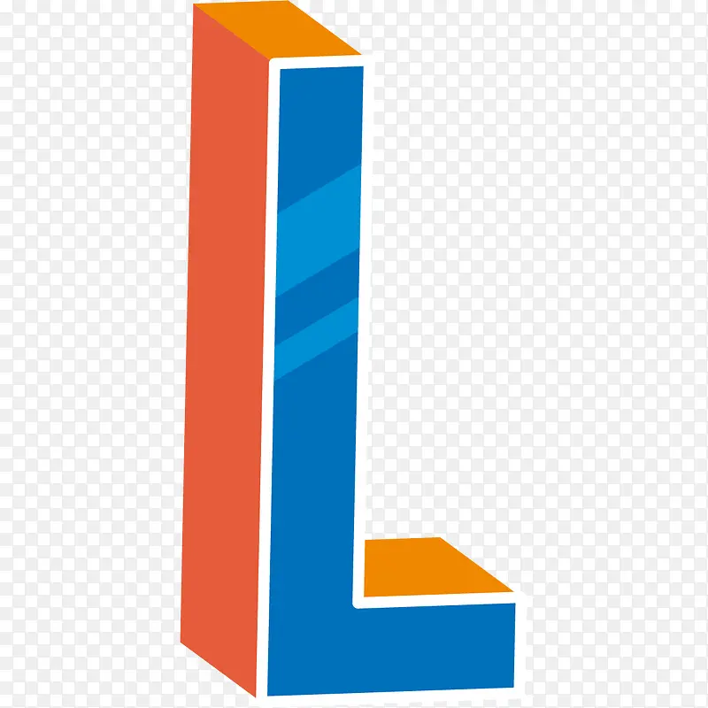 蓝色现代感立体英文字母L